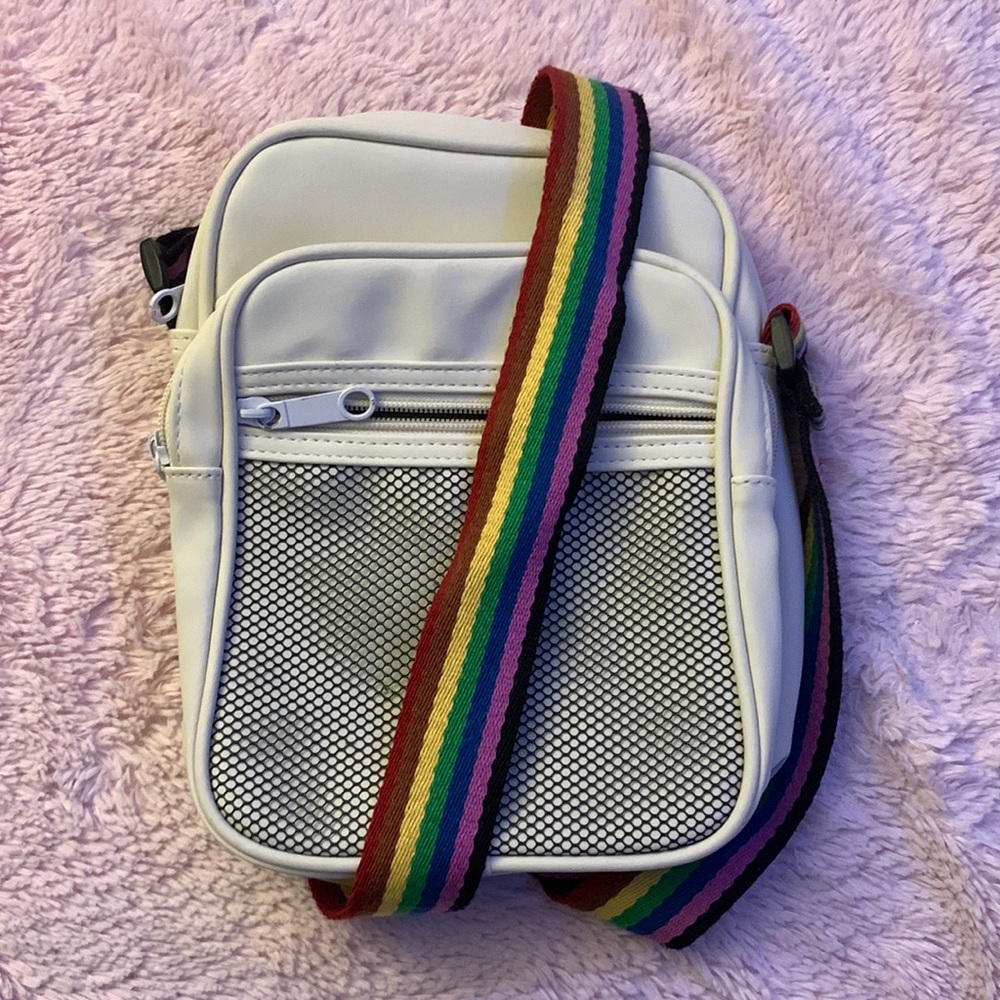 Off-white Crossbody Bag With Rainbow Strap
